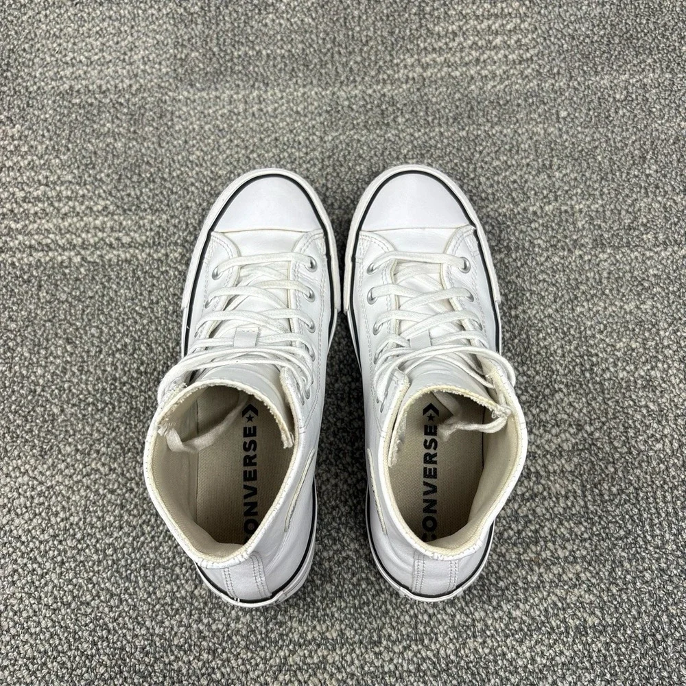 Converse Chuck Taylor All Star Lift Platform High Top Leather Kids Size 4 White